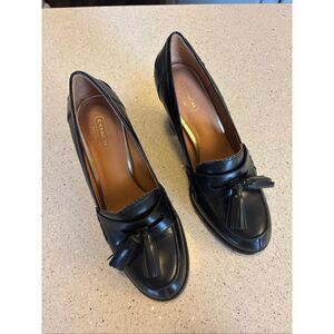 Coach Greta leather tassel loafer Heels